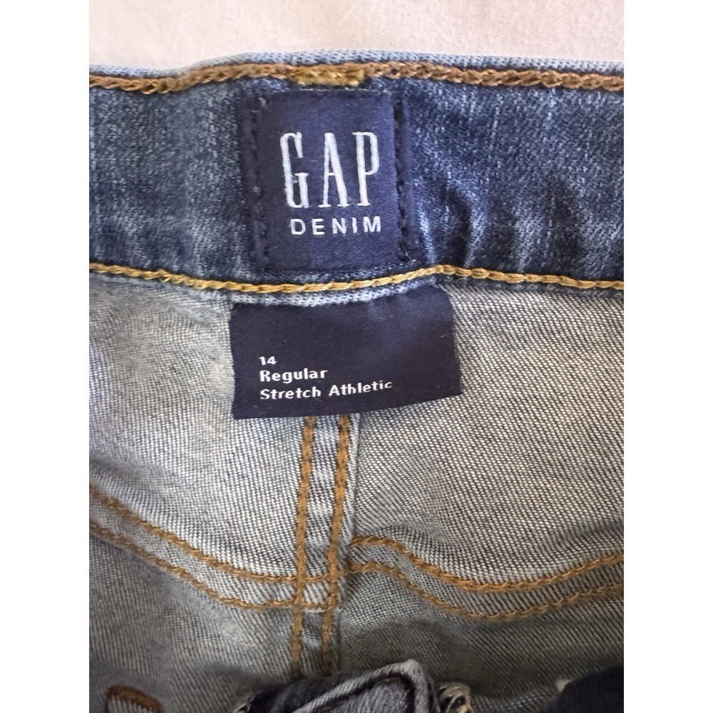 GAP Kids Boys Original Jeans Size 14 Regular Stretch Straight Denim Blue EUC - Picture 3 of 10
